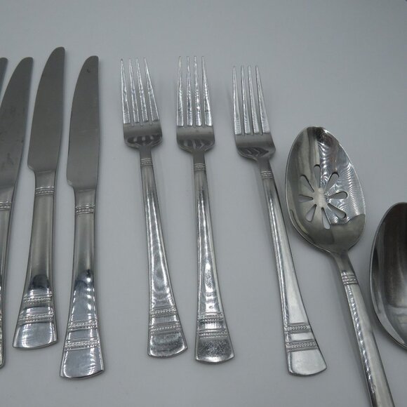 Pfaltzgraff Flatware Mix Lot 28 Pieces Sapphire Pattern Stainless Steel - Picture 5 of 16